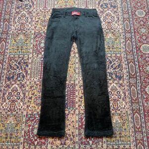 Vintage lip service fuzzy faux fur fleece‎ black flared womens grunge pants 30
